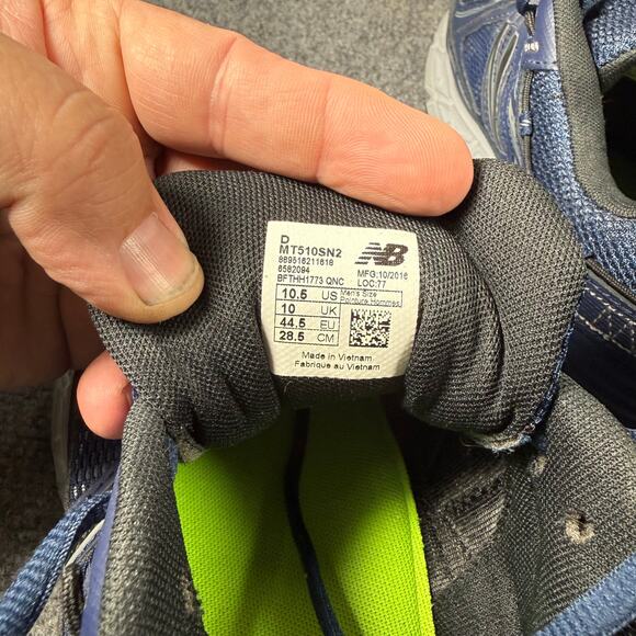 New Balance 510V2 Running Shoes Men's 10.5 Blue Like New Lace Up Athletic - Picture 7 of 8